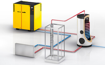 Recuperación del calor conectada a un sistema para producir agua caliente