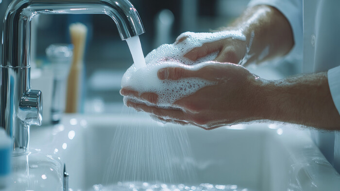 Agua caliente para lavarse las manos generada por un sistema de recuperación del calor de un compresor.